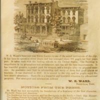 Advertisement for Ward Seminary ca. 1870